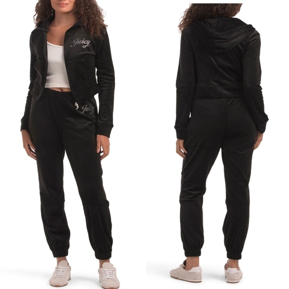 🖤🔹️Juicy Couture🔹️ Women's Black LiquoriceVelourJogger Track Large Set